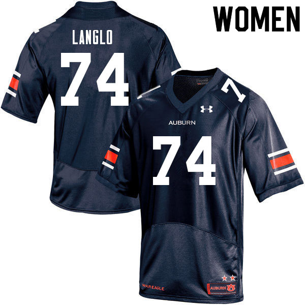 Auburn Tigers Women's Garner Langlo #74 Navy Under Armour Stitched College 2021 NCAA Authentic Football Jersey JXQ1374SL
